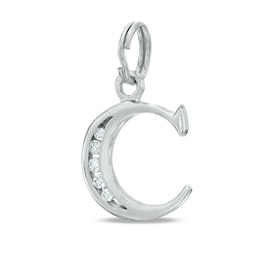 Cubic Zirconia Small Initial &quot;C&quot; Charm in Sterling Silver