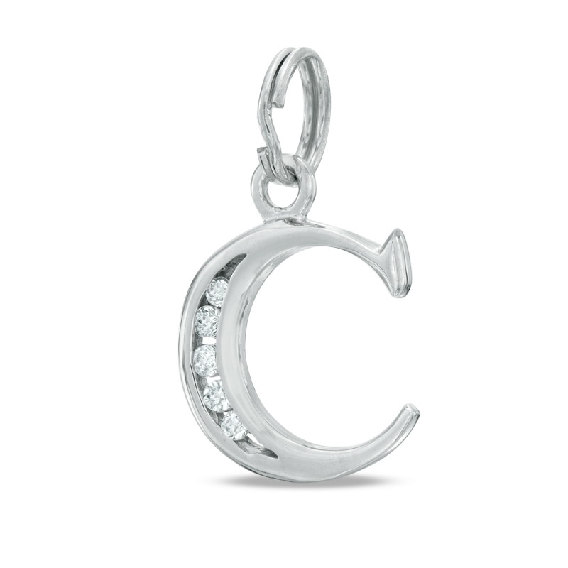 Cubic Zirconia Small Initial "C" Charm in Sterling Silver