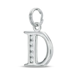 Cubic Zirconia Small Initial &quot;D&quot; Charm in Sterling Silver