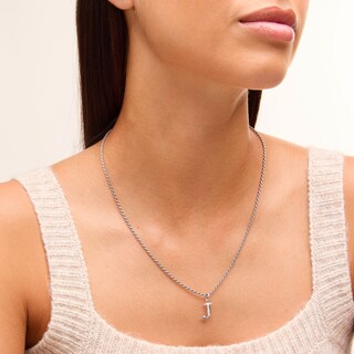 Cubic Zirconia Initial "J" Charm in Sterling Silver