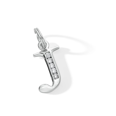 Cubic Zirconia Initial "J" Charm in Sterling Silver