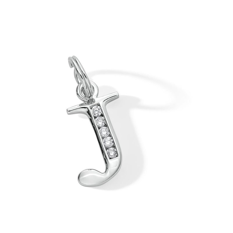 Main Image 3 of Cubic Zirconia Initial "J" Charm in Sterling Silver