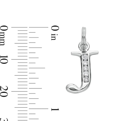 Cubic Zirconia Initial "J" Charm in Sterling Silver