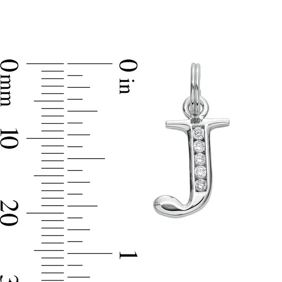Cubic Zirconia Initial "J" Charm in Sterling Silver