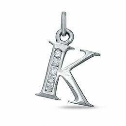 Cubic Zirconia Small Initial &quot;K&quot; Charm in Sterling Silver