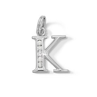 Cubic Zirconia Small Initial "K" Charm in Sterling Silver