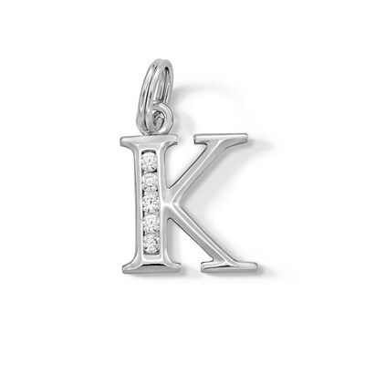 Cubic Zirconia Small Initial "K" Charm in Sterling Silver