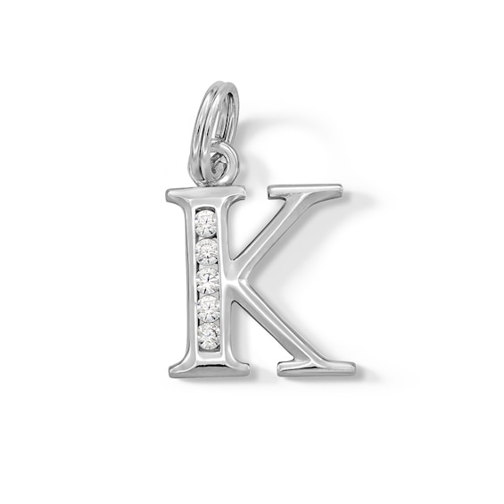 Cubic Zirconia Small Initial "K" Charm in Sterling Silver