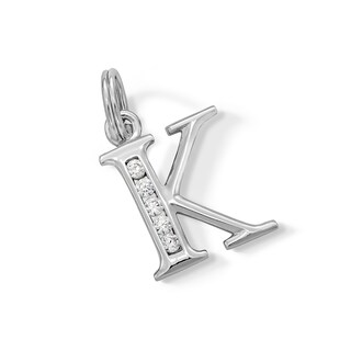 Cubic Zirconia Small Initial "K" Charm in Sterling Silver