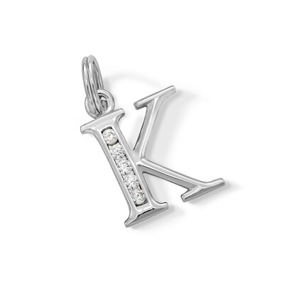 Cubic Zirconia Small Initial "K" Charm in Sterling Silver