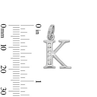 Cubic Zirconia Small Initial "K" Charm in Sterling Silver