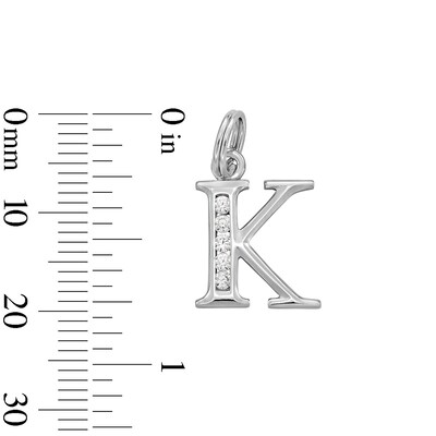 Cubic Zirconia Small Initial "K" Charm in Sterling Silver