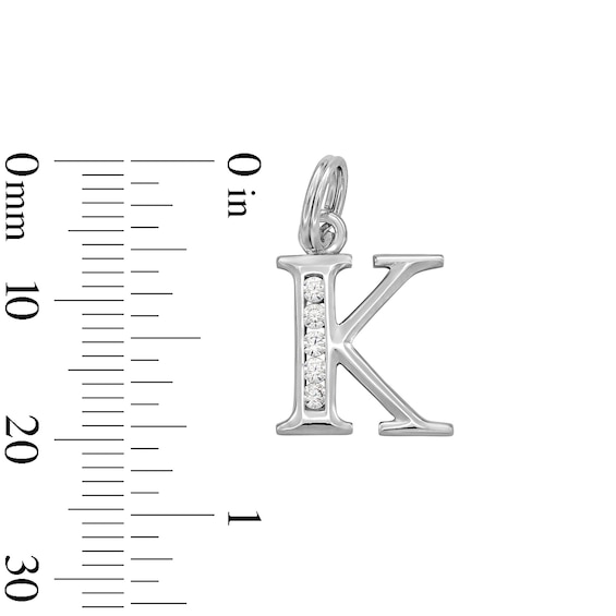 Cubic Zirconia Small Initial "K" Charm in Sterling Silver