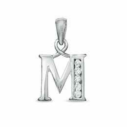 Cubic Zirconia Small Initial &quot;M&quot; Charm in Sterling Silver