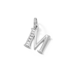Cubic Zirconia Small Initial "M" Charm in Sterling Silver