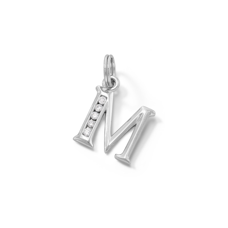 Main Image 1 of Cubic Zirconia Small Initial "M" Charm in Sterling Silver