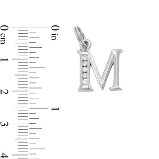 Cubic Zirconia Small Initial "M" Charm in Sterling Silver