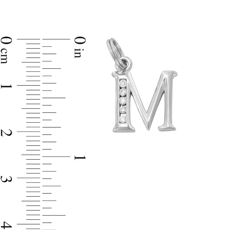 Cubic Zirconia Small Initial "M" Charm in Sterling Silver