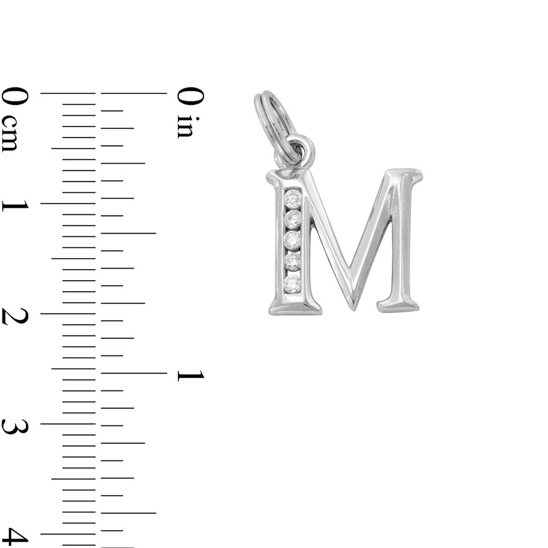 Cubic Zirconia Small Initial "M" Charm in Sterling Silver