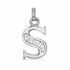 Thumbnail Image 1 of Cubic Zirconia Small Initial "S" Charm in Sterling Silver
