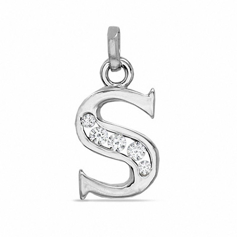 Cubic Zirconia Small Initial "S" Charm in Sterling Silver