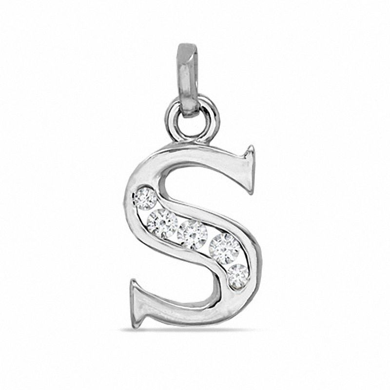 Main Image 1 of Cubic Zirconia Small Initial "S" Charm in Sterling Silver