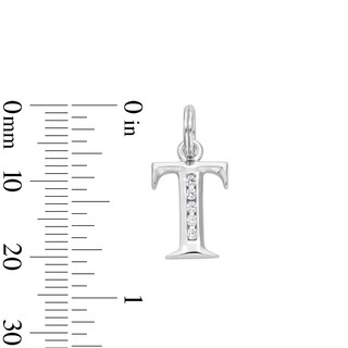 Cubic Zirconia Small Initial "T" Charm in Sterling Silver