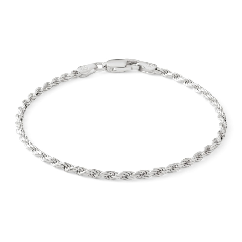Made in Italy 050 Gauge Diamond-Cut Solid Rope Chain Bracelet in Solid Sterling Silver