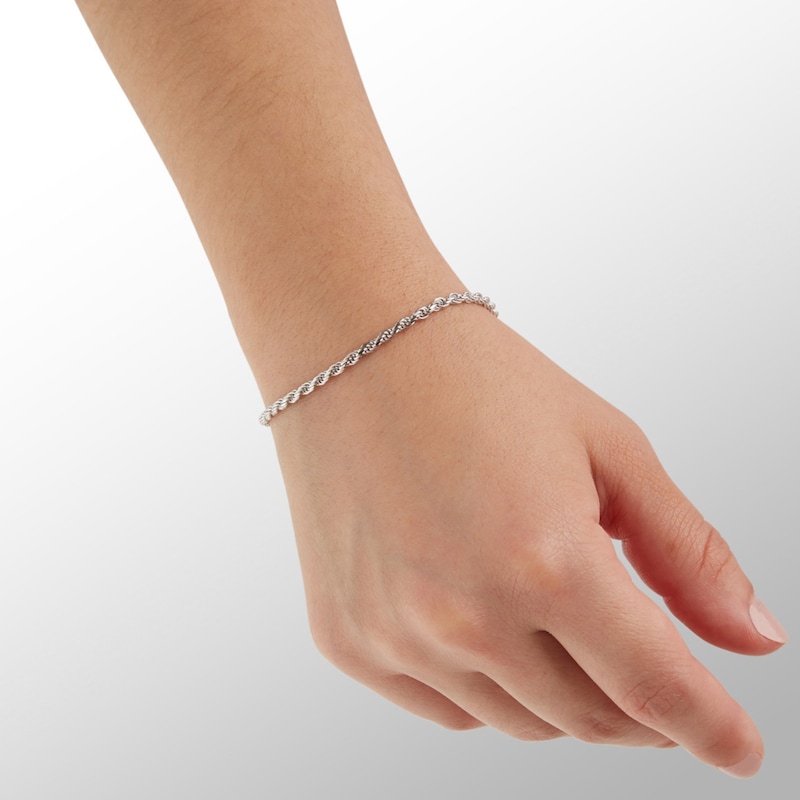 Made in Italy 050 Gauge Diamond-Cut Solid Rope Chain Bracelet in Solid Sterling Silver