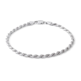 Made in Italy 070 Gauge Diamond-Cut Rope Chain Bracelet in Solid Sterling Silver - 8&quot;