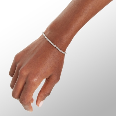 Made in Italy 070 Gauge Diamond-Cut Rope Chain Bracelet in Solid Sterling Silver - 8"