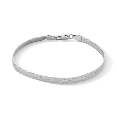 Made in Italy 050 Gauge "I Love You" Herringbone Chain Bracelet in Solid Sterling Silver - 7.25"