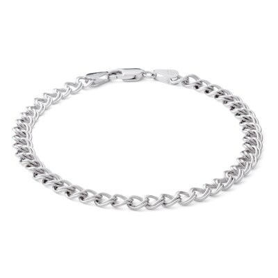 Made in Italy Gauge Link Charm Bracelet in Sterling Silver
