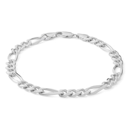 Made in Italy 180 Gauge Pavé Figaro Chain Bracelet in Sterling Silver - 9&quot;