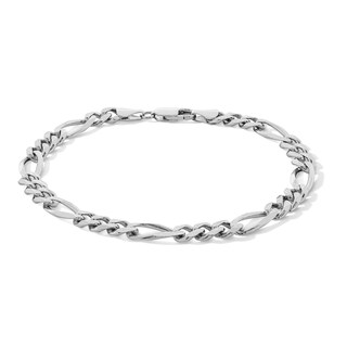 Made in Italy 180 Gauge Pavé Figaro Chain Bracelet in Sterling Silver - 9"