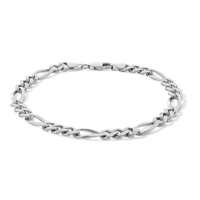 Made in Italy 180 Gauge Pavé Figaro Chain Bracelet in Sterling Silver - 9"