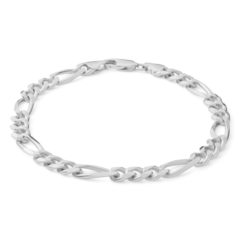 Made in Italy 180 Gauge Pavé Figaro Chain Bracelet in Sterling Silver - 9"