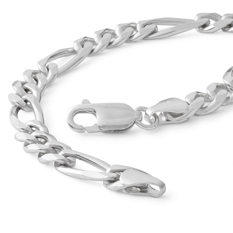 Made in Italy 180 Gauge Pavé Figaro Chain Bracelet in Sterling Silver - 9"