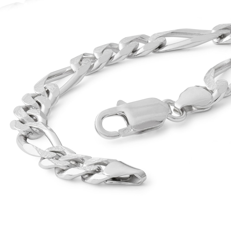 Made in Italy 220 Gauge Pavé Figaro Chain Bracelet in Sterling Silver - 8"