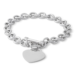 Made in Italy Heart Toggle Bracelet in Hollow Sterling Silver - 8&quot;