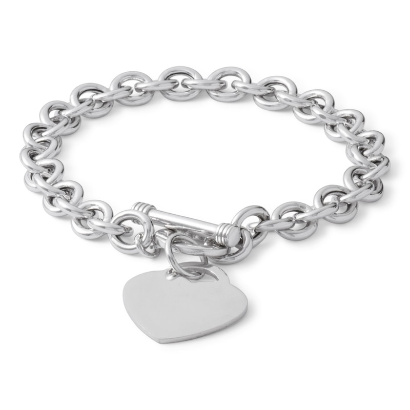 Made in Italy Heart Toggle Bracelet in Hollow Sterling Silver - 8"