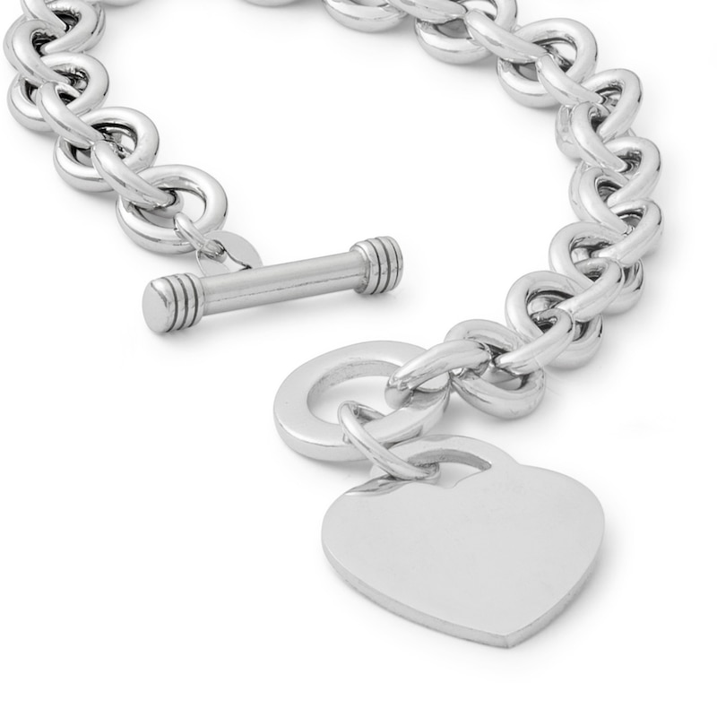 Made in Italy Heart Toggle Bracelet in Hollow Sterling Silver - 8"