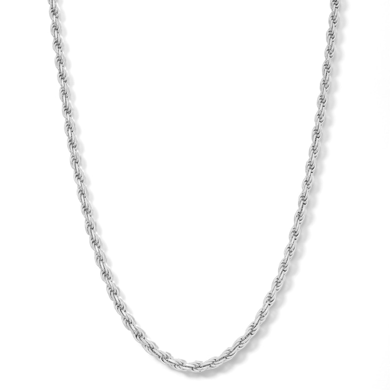 Main Image 1 of Sterling Silver Diamond-Cut Solid Rope Chain Made in Italy - 20"