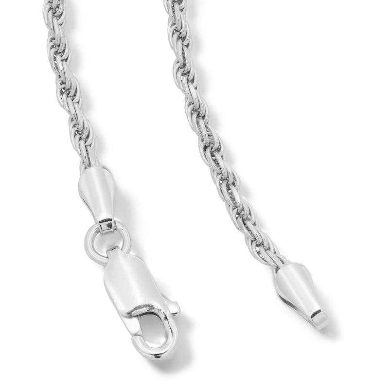 Main Image 3 of Sterling Silver Diamond-Cut Solid Rope Chain Made in Italy - 20"