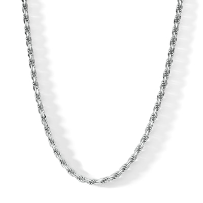 Sterling Silver Diamond-Cut Rope Chain Necklace Made in Italy - 20"