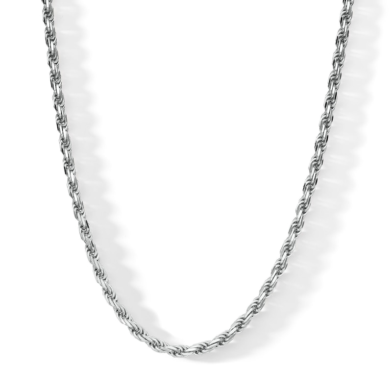 Sterling Silver Diamond-Cut Rope Chain Necklace Made in Italy - 20"