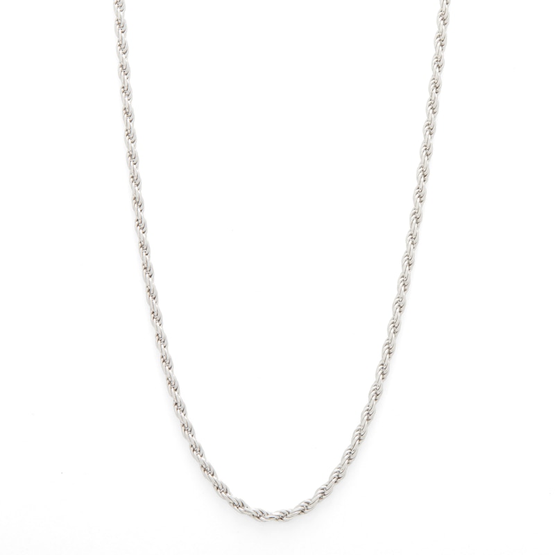 Main Image 1 of Sterling Silver Diamond-Cut Rope Chain Made in Italy - 16"