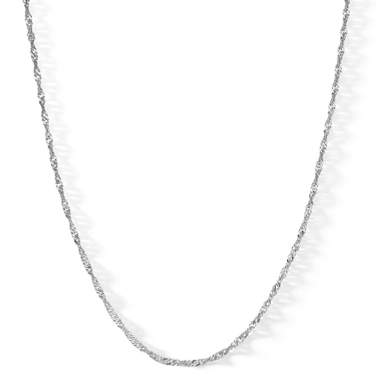 Made in Italy 030 Gauge Singapore Chain Necklace in Solid Sterling Silver - 16"