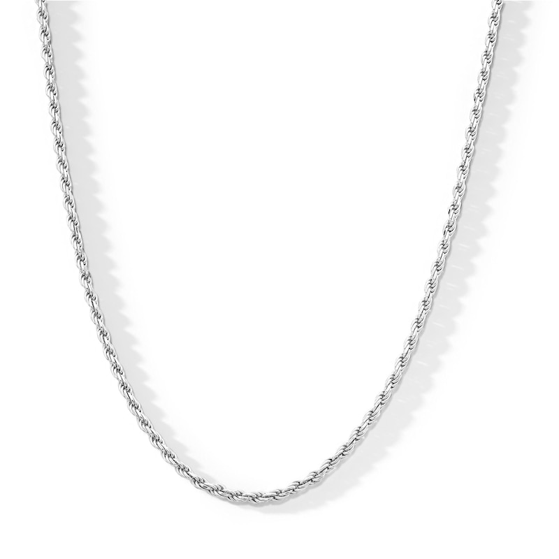 Made in Italy 040 Gauge Diamond-Cut Rope Chain Necklace in Solid Sterling Silver - 20"