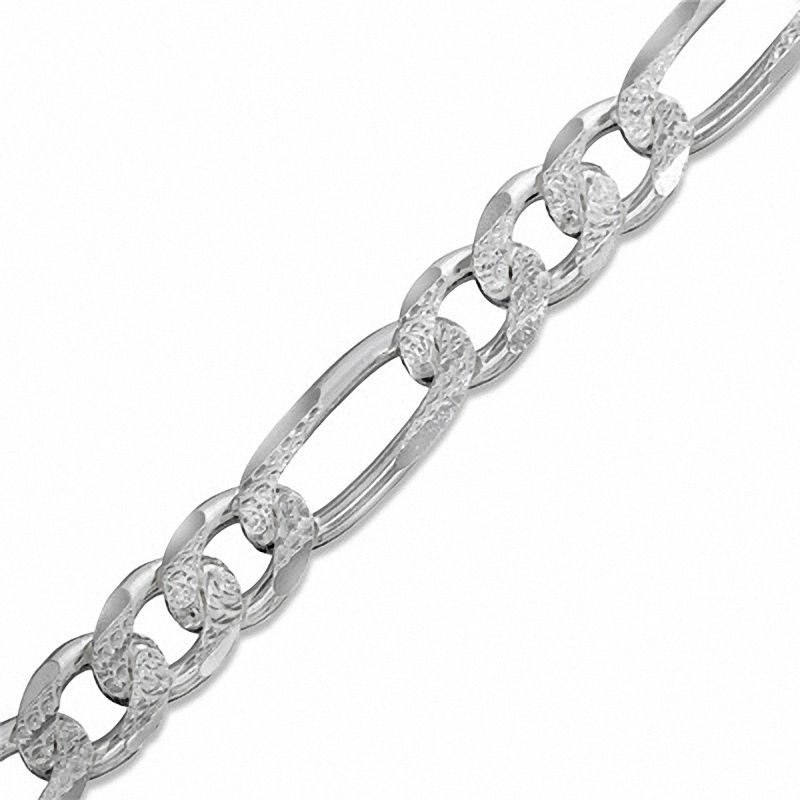 Sterling Silver Gauge Pavé Figaro Chain Necklace